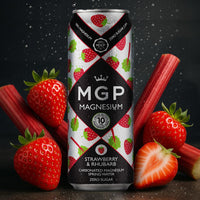 NEW! MGP Strawberry & Rhubarb Sparkling Spring Water with Magnesium (24 drinks, £1.83 per can)